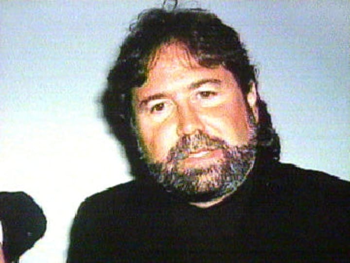 Photo of Don Simpson being interviewed.