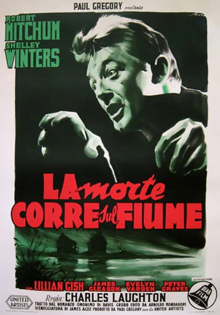 Italian film poster for “The Night of the Hunter.”