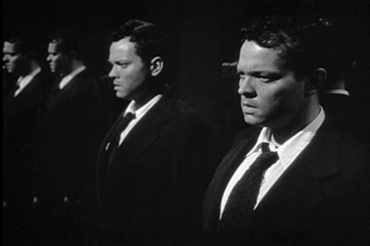 Photo of Orson Welles in the film “The Lady from Shanghai”.